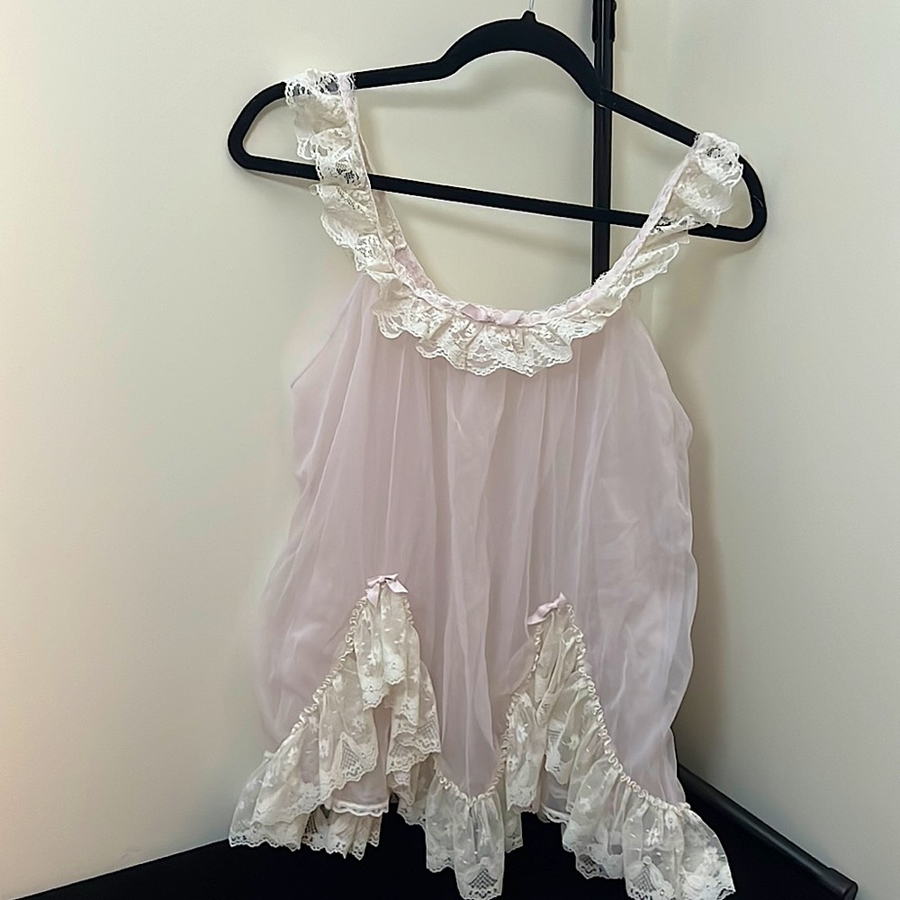 Vintage babydoll sheer baby pink & lace